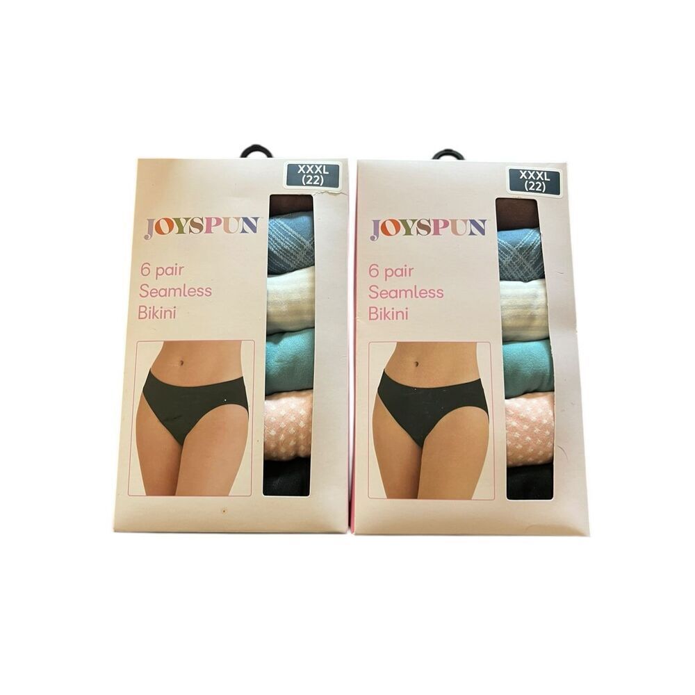 3 Joyspun seamless bikini Panties XXXL(22) 6 Pair New In Box plus size